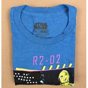 Star Wars Mad Engine Graphic Tee Blue Heather R2-D2 C-3PO BB-8 Retro Size M